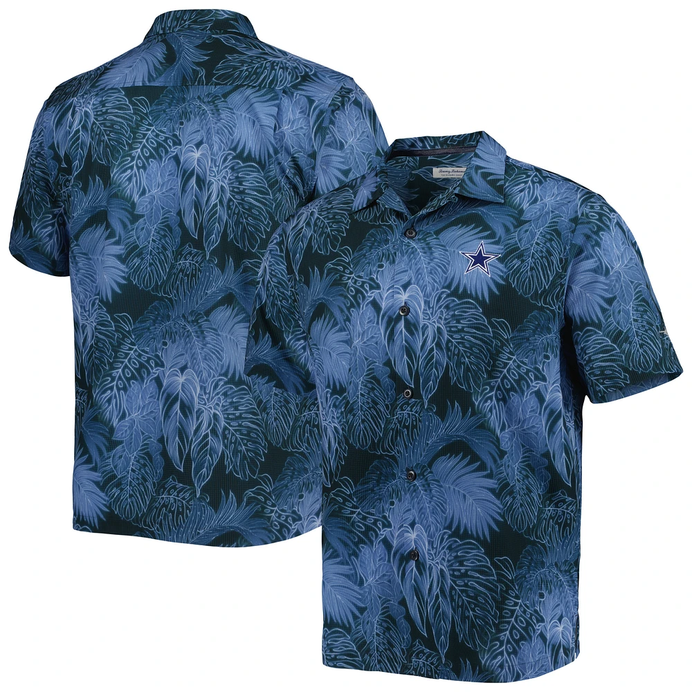 Men's Tommy Bahama Navy Dallas Cowboys Coast Luminescent Fronds Camp IslandZone Button-Up Shirt