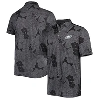 Men's Tommy Bahama Black Philadelphia Eagles Big & Tall Miramar Blooms Polo