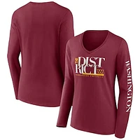 Women's Burgundy Washington Commanders Hometown Sweep Long Sleeve V-Neck T-Shirt