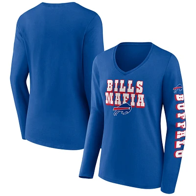 Women's Royal Buffalo Bills Hometown Sweep Long Sleeve V-Neck T-Shirt