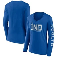 Women's Royal Indianapolis Colts Hometown Sweep Long Sleeve V-Neck T-Shirt