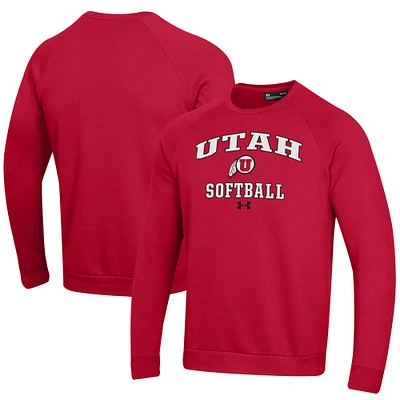 Men's Under Armour Utah Utes Softball All Day Arch Fleece Pullover Sweatshirt
