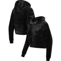 Women's Pro Standard Chicago Bulls Triple Black Velour Full-Zip Hoodie