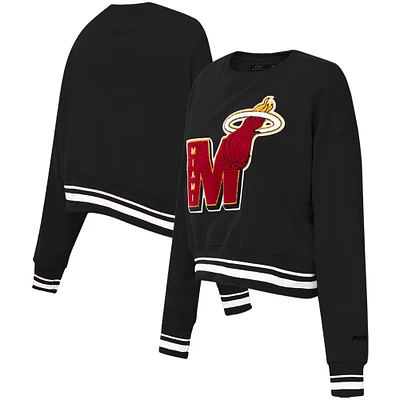 Women's Pro Standard Black Miami Heat Mash Up Pullover Sweatshirt