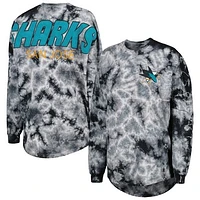 Women's Fanatics Black San Jose Sharks Crystal-Dye Long Sleeve T-Shirt