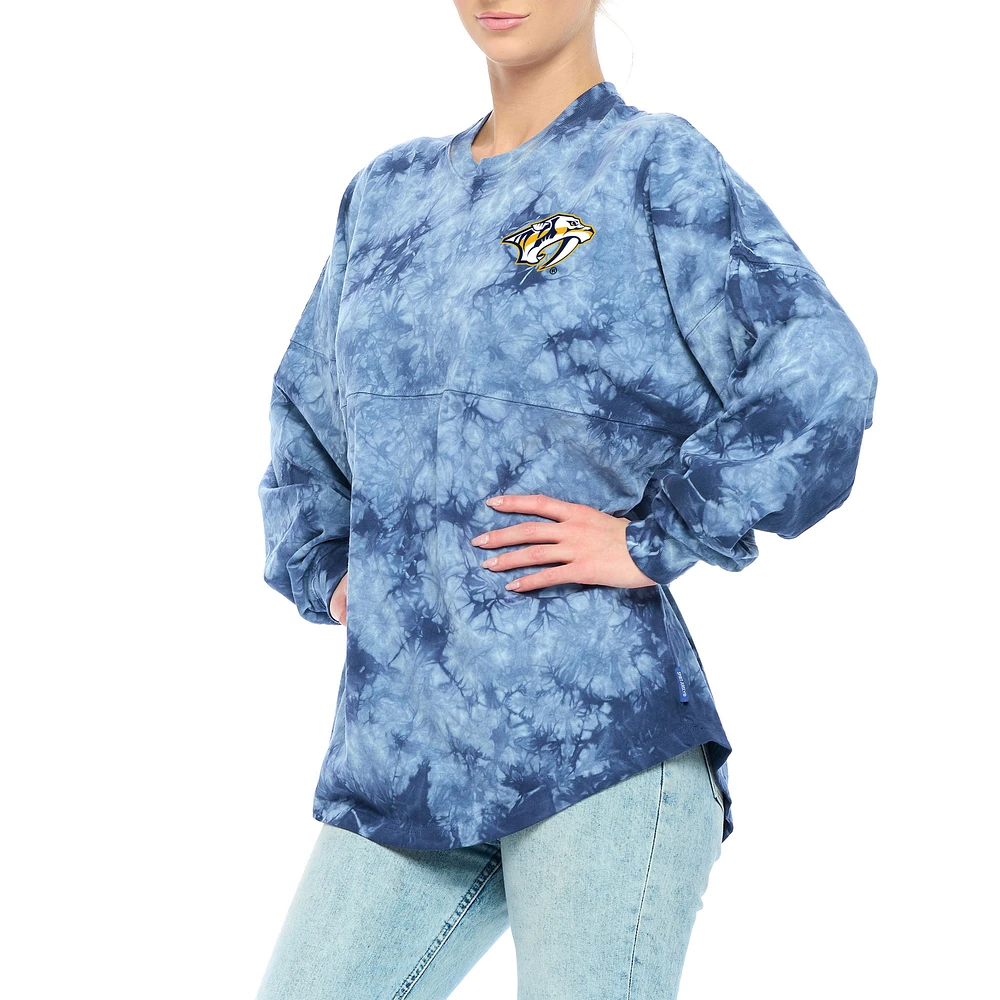 Women's Fanatics Navy Nashville Predators Crystal-Dye Long Sleeve T-Shirt