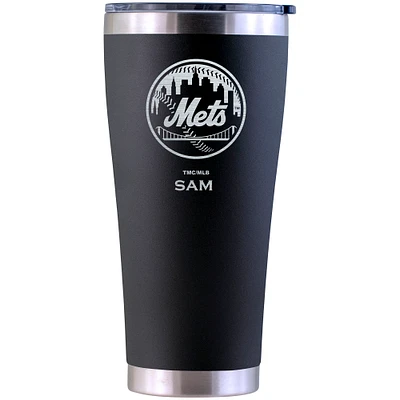 New York Mets Personalized 30oz. Laser Etched Black Tumbler