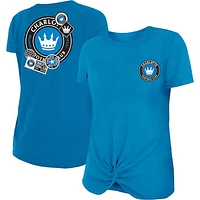 Women's New Era Blue Charlotte FC Athletic Front Twist T-Shirt