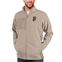 Men's Antigua Oatmeal San Francisco Giants Course Full-Zip Jacket