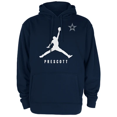 Men's Jordan Brand Dak Prescott Navy Dallas Cowboys Lockup Pullover Hoodie