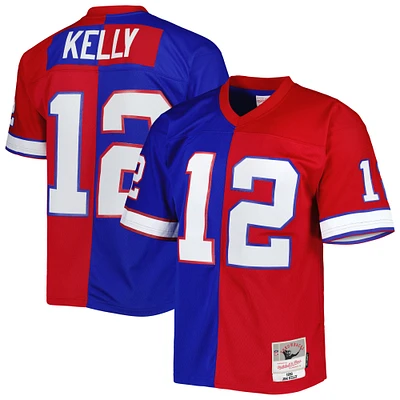 Men's Mitchell & Ness Jim Kelly Royal/Red Buffalo Bills 1990 Split Legacy Replica Jersey