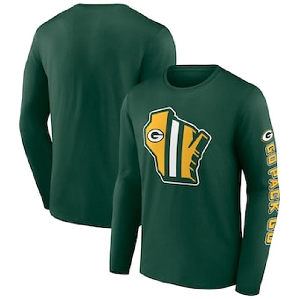 Men's Green Green Bay Packers Hometown Collection Sweep Long Sleeve T-Shirt