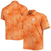 Men's Tommy Bahama Orange Clemson Tigers Coast Luminescent Fronds IslandZone Button-Up Camp Shirt