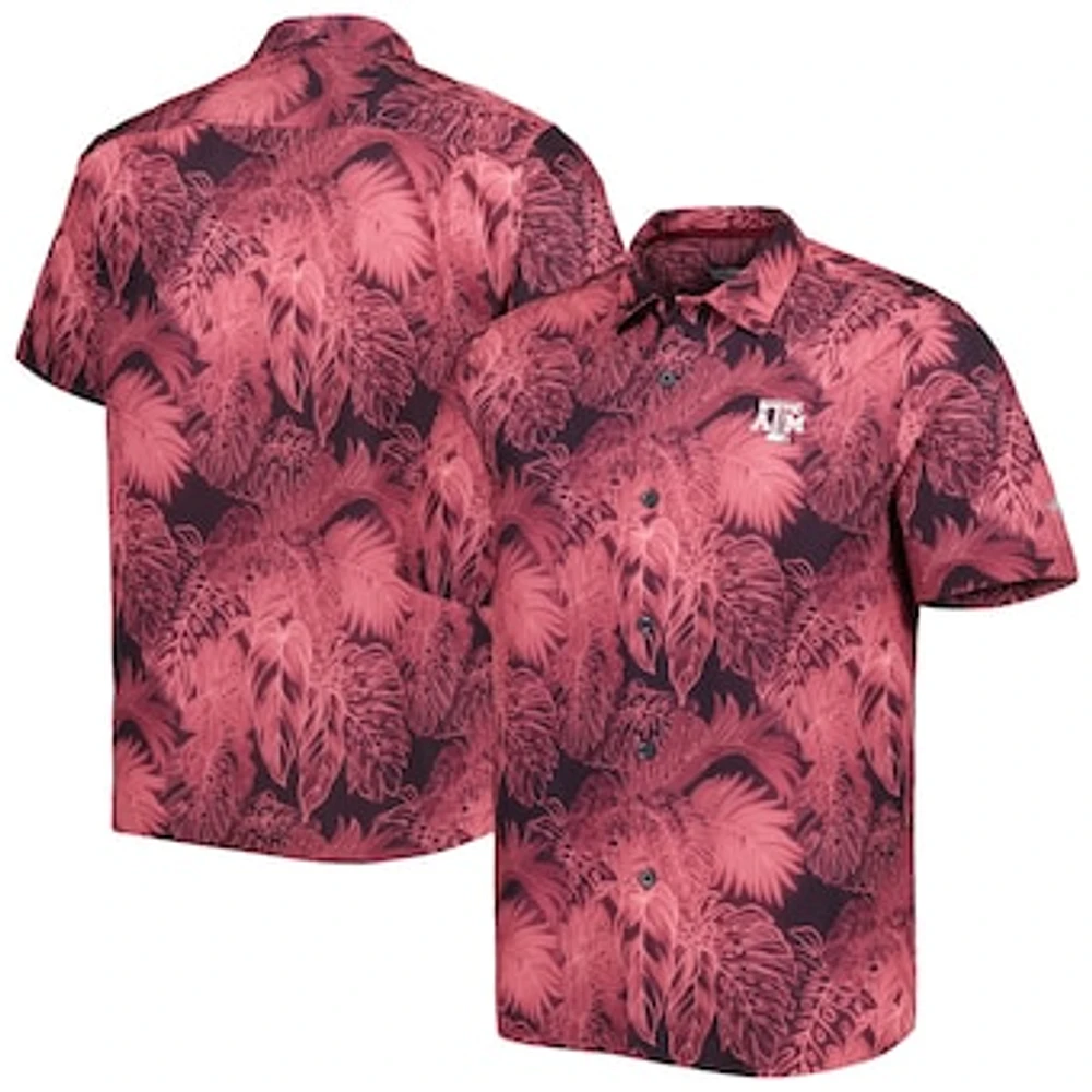 Men's Tommy Bahama Maroon Texas A&M Aggies Coast Luminescent Fronds IslandZone Button-Up Camp Shirt