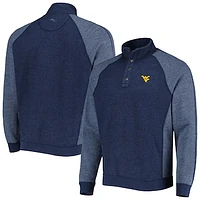 Men's Tommy Bahama Navy West Virginia Mountaineers Sport Scrimmage Snap Mock Neck Raglan Button-Up Jacket