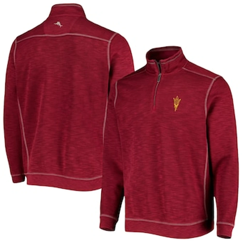 Men's Tommy Bahama Maroon Arizona State Sun Devils Sport Tobago Bay Tri-Blend Mock Neck Half-Zip Jacket