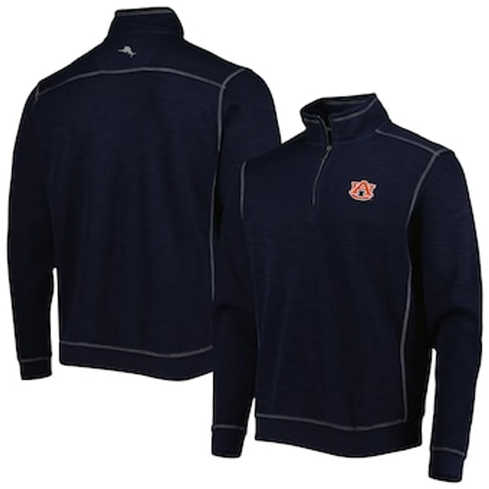 Men's Tommy Bahama Navy Auburn Tigers Sport Tobago Bay Tri-Blend Mock Neck Half-Zip Jacket