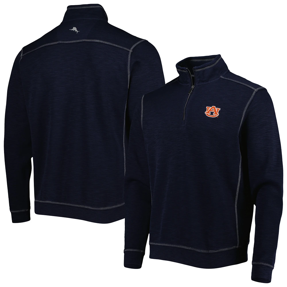 Men's Tommy Bahama Navy Auburn Tigers Sport Tobago Bay Tri-Blend Mock Neck Half-Zip Jacket