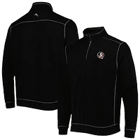Men's Tommy Bahama Black Florida State Seminoles Sport Tobago Bay Tri-Blend Mock Neck Half-Zip Jacket