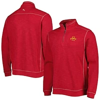 Men's Tommy Bahama Cardinal Iowa State Cyclones Sport Tobago Bay Tri-Blend Mock Neck Half-Zip Jacket