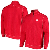 Men's Tommy Bahama Scarlet Nebraska Huskers Sport Tobago Bay Tri-Blend Mock Neck Half-Zip Jacket