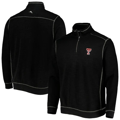 Men's Tommy Bahama Black Texas Tech Red Raiders Sport Tobago Bay Tri-Blend Mock Neck Half-Zip Jacket