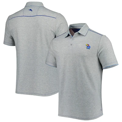 Men's Tommy Bahama Heathered Gray Kansas Jayhawks IslandZone Tailgater Polo