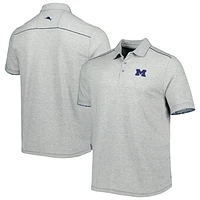 Men's Tommy Bahama Heathered Gray Michigan Wolverines IslandZone Tailgater Polo