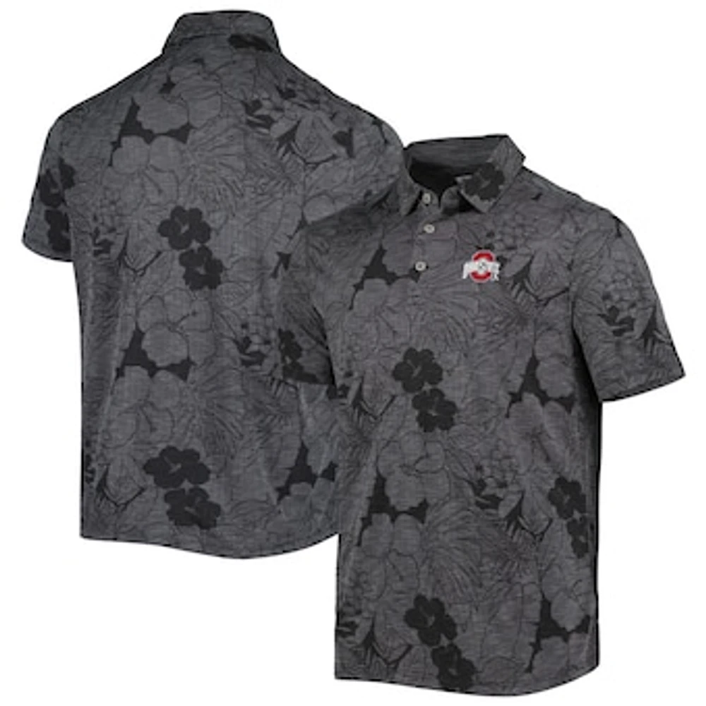 Men's Tommy Bahama Black Ohio State Buckeyes Miramar Blooms Polo