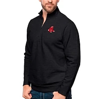 Men's Antigua Heathered Black Boston Red Sox Gambit Quarter-Zip Pullover Top