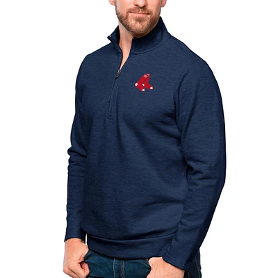 Men's Antigua Heathered Navy Boston Red Sox Gambit Quarter-Zip Pullover Top