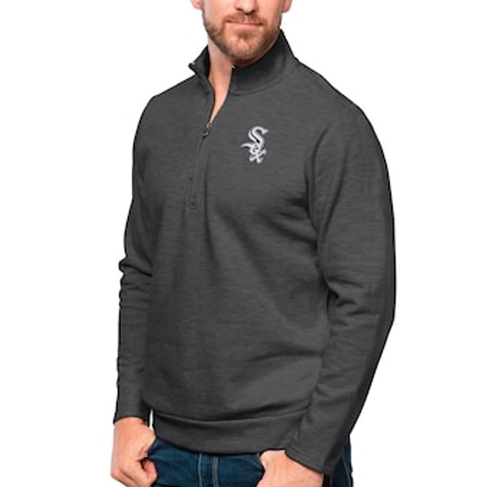 Men's Antigua Heathered Charcoal Chicago White Sox Gambit Quarter-Zip Pullover Top