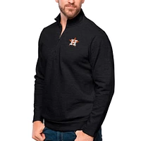 Men's Antigua Heathered Black Houston Astros Gambit Quarter-Zip Pullover Top