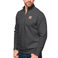 Men's Antigua Heathered Charcoal Houston Astros Gambit Quarter-Zip Pullover Top