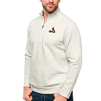 Men's Antigua Oatmeal St. Louis Cardinals Gambit Quarter-Zip Pullover Top