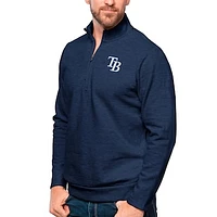 Men's Antigua Heathered Navy Tampa Bay Rays Gambit Quarter-Zip Pullover Top