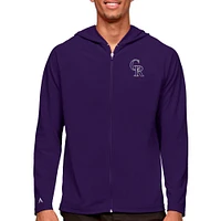 Men's Antigua Purple Colorado Rockies Legacy Full-Zip Hoodie