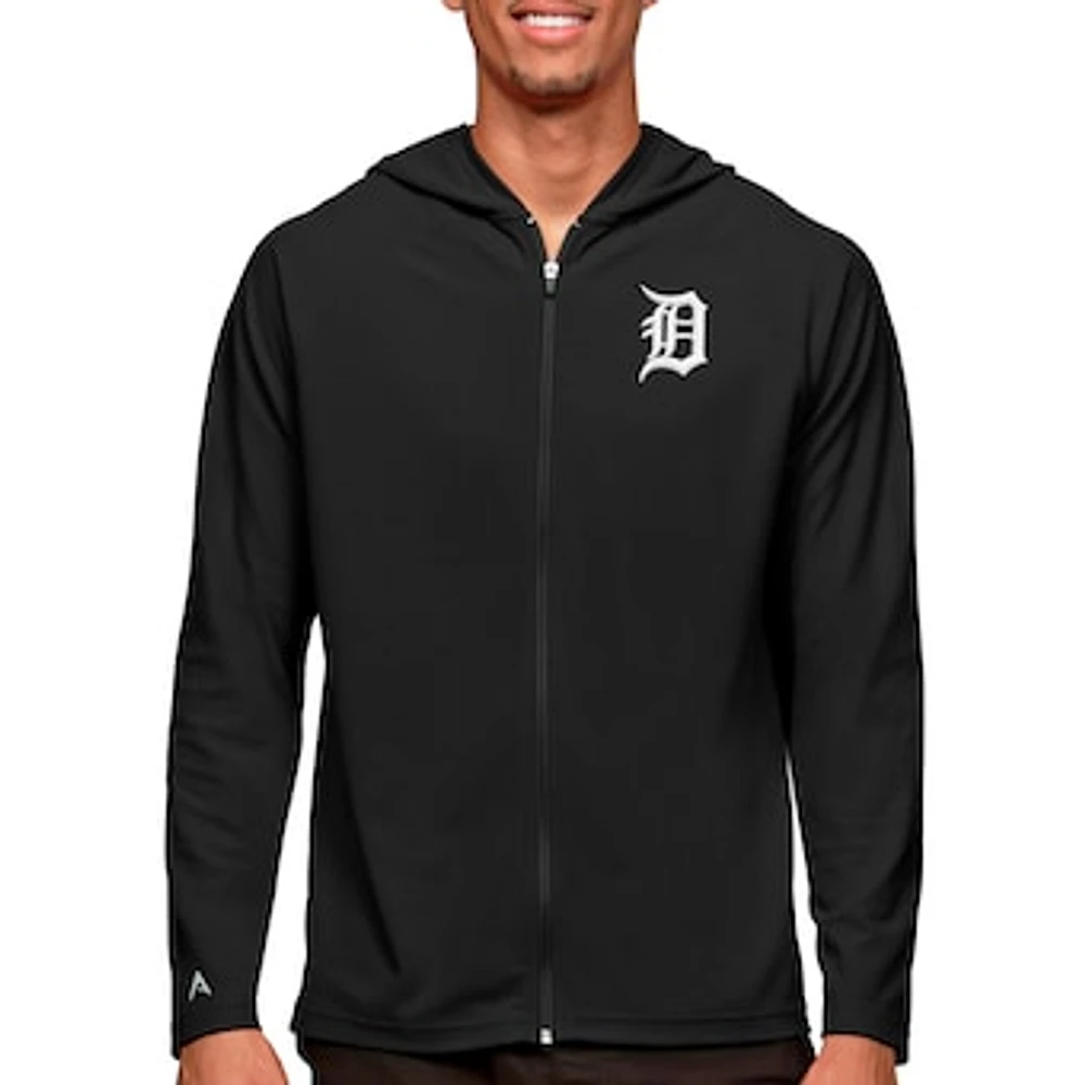 Men's Antigua Black Detroit Tigers Legacy Full-Zip Hoodie