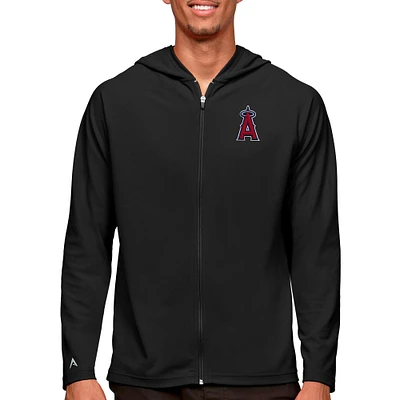 Men's Antigua Black Los Angeles Angels Legacy Full-Zip Hoodie