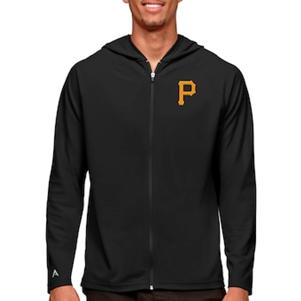 Men's Antigua Black Pittsburgh Pirates Legacy Full-Zip Hoodie