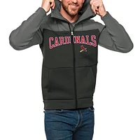 Men's Antigua Steel/Charcoal St. Louis Cardinals Wordmark Protect Full-Zip Hoodie