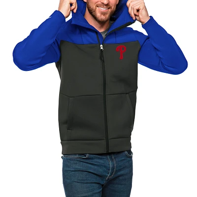 Men's Antigua Royal/Charcoal Philadelphia Phillies Protect Full-Zip Hoodie