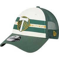 Men's New Era White/Green Portland Timbers Team Stripes 9FORTY Trucker Snapback Hat