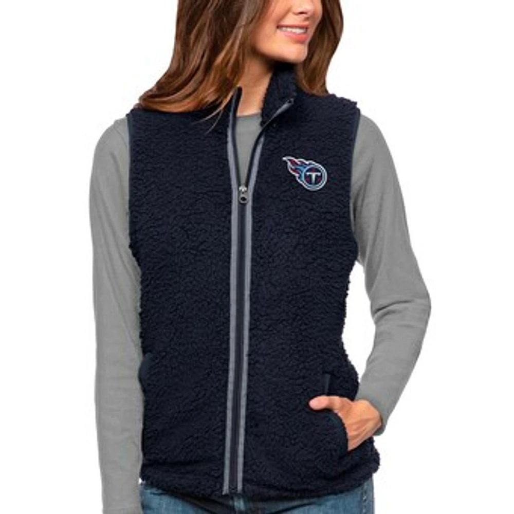 Women's Antigua Navy Tennessee Titans Grace Full-Zip Vest