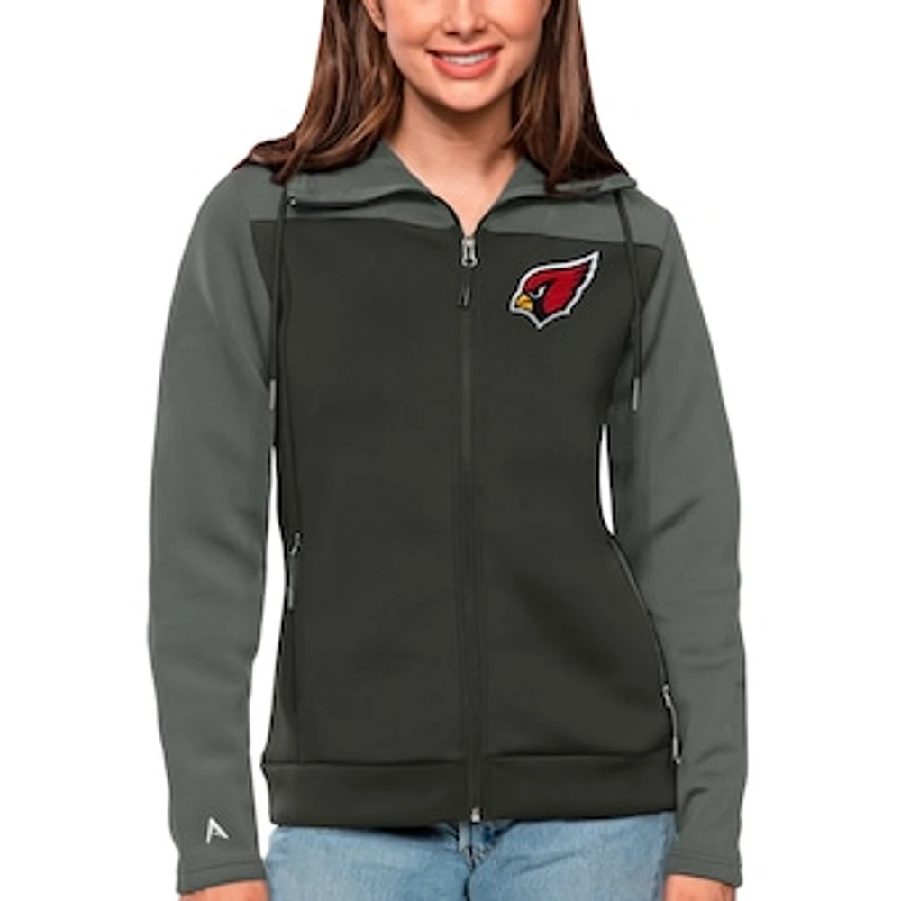 Women's Antigua Steel/Charcoal Arizona Cardinals Protect Full-Zip Jacket