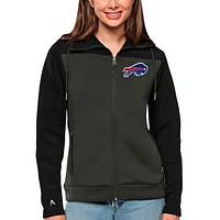 Women's Antigua Black/Charcoal Buffalo Bills Protect Full-Zip Jacket