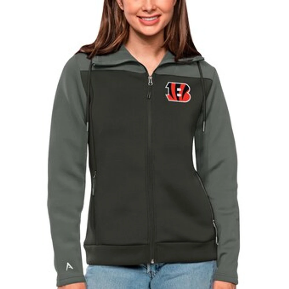 Women's Antigua Steel/Charcoal Cincinnati Bengals Protect Full-Zip Jacket