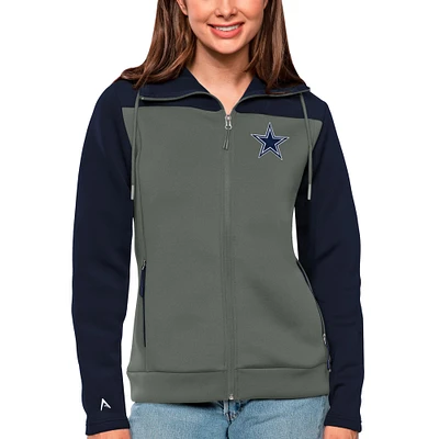 Women's Antigua Navy/Steel Dallas Cowboys Protect Full-Zip Jacket