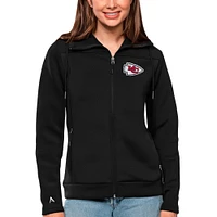 Women's Antigua Black Kansas City Chiefs Protect Full-Zip Jacket