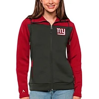 Women's Antigua Red/Charcoal New York Giants Protect Full-Zip Jacket